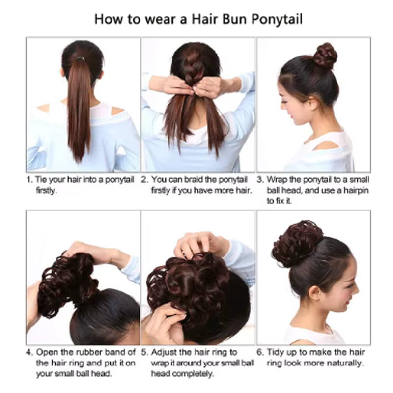 H & STAR – Chignon synthétique en désordre, Extension de Chignon lisse, Mini élastique, chouchous, a