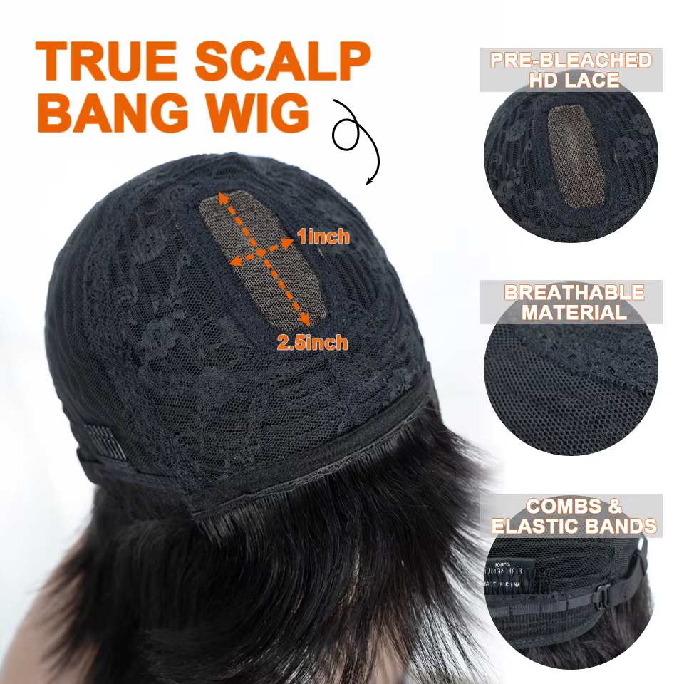 Perruque Bob Lace Wig naturelle brésilienne sans colle, cheveux courts à reflets blonds, 3x1, prêt à