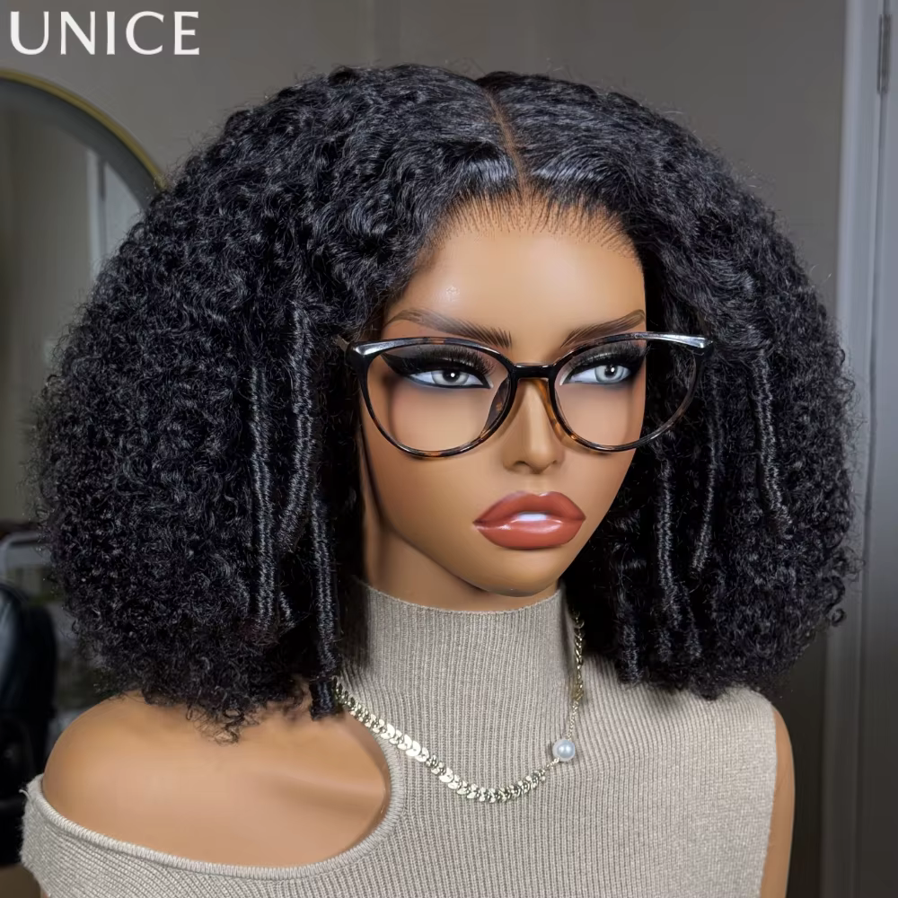 UNice 7x5 Bye Bye Slip ™   Perruque afro bouclée avec pointes en spirale, 100% cheveux humains, sans