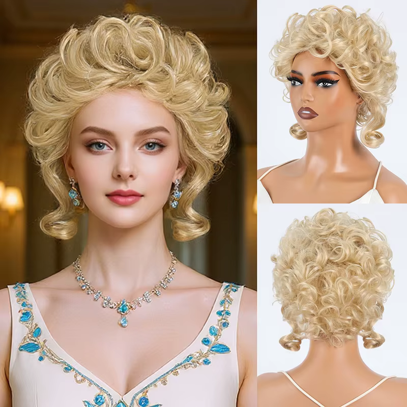 Perruque femme longue perruque bouclée Blonde dorée dames perruques de cheveux ondulés perruque natu