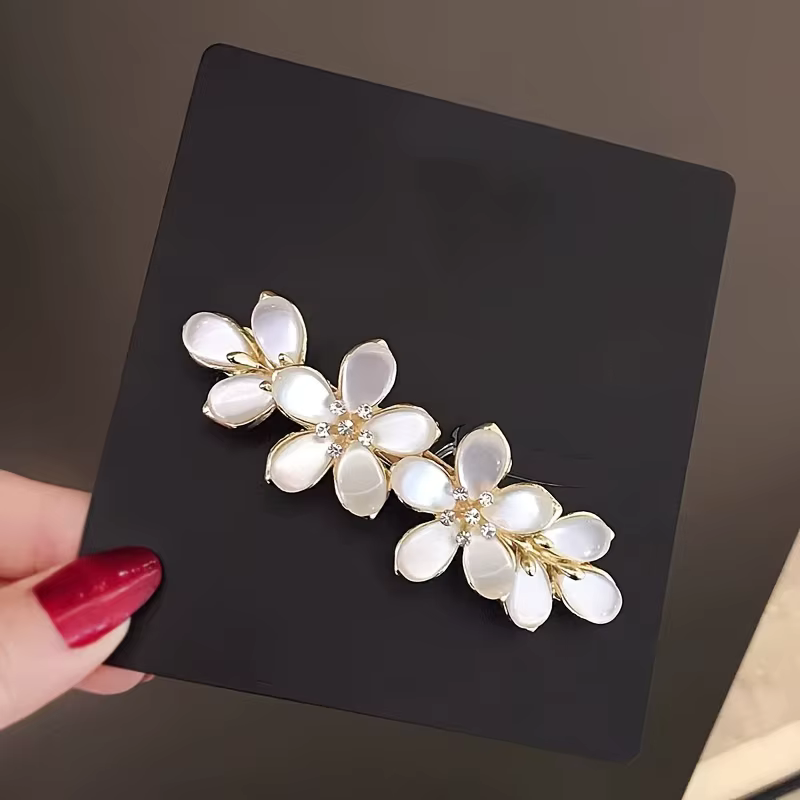 Pince à cheveux Vintage en strass Floral, 1 pièce, adaptée à toutes les saisons, parfaite pour les m