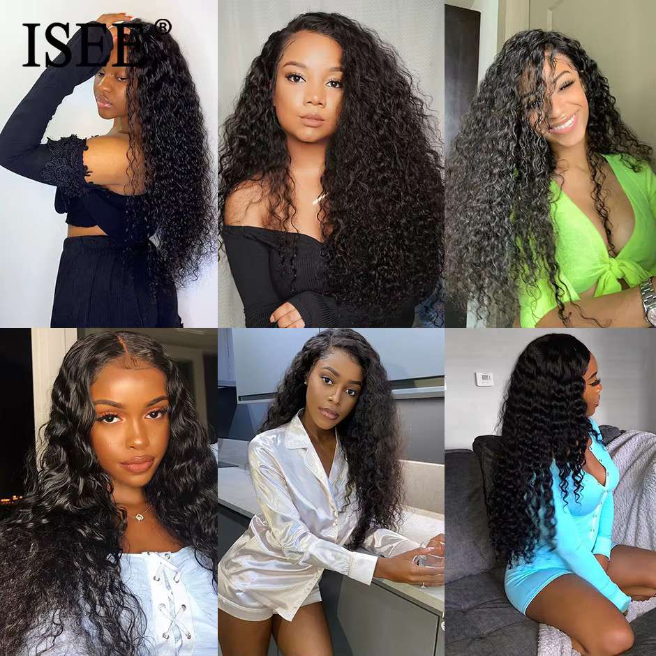 Tissage en lot mongol Deep Curly-ISEE HAIR, cheveux naturels, Deep Wave, extensions capillaires, ver