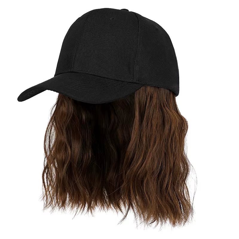 Nouvelle mode chapeau Extensions de cheveux moyen Long dames bouclés perruques chapeaux connecté cou