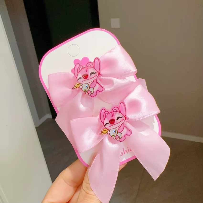 Pinces à cheveux Lilo Stitch pour filles, 2 pièces, nouvelle épingle à cheveux avec nœuds de dessin