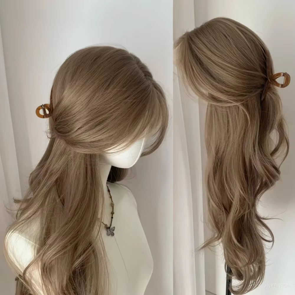 Perruque synthétique marron clair pour femmes, cheveux longs et ondulés, pour la vie quotidienne, Co