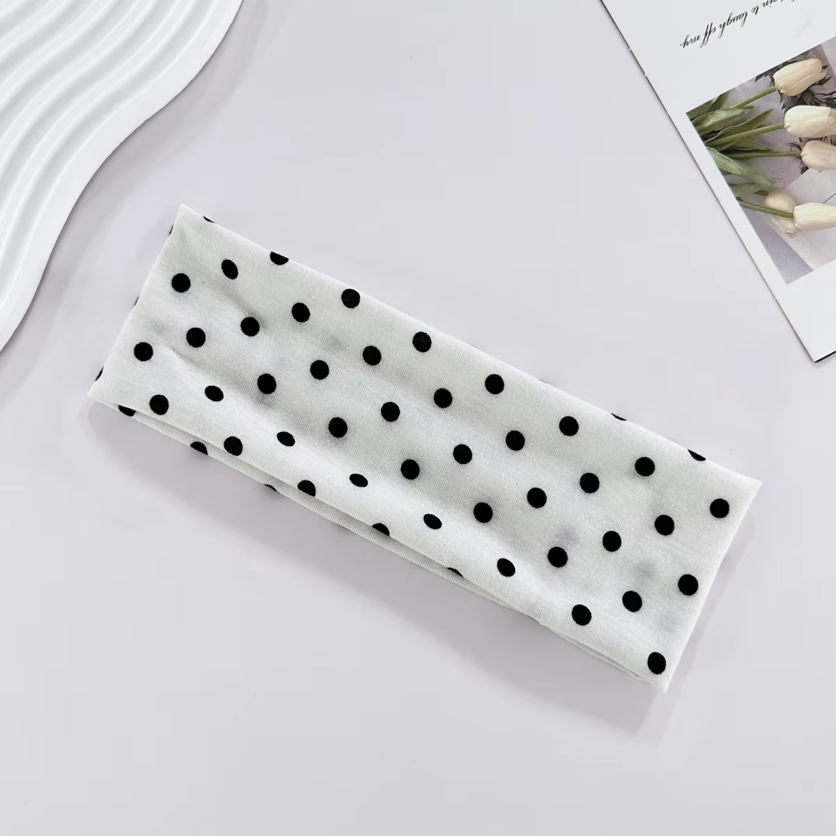 Y2K – bandeau extensible rétro à pois pour femmes et filles, Style Boho, à la mode, large, polyvalen
