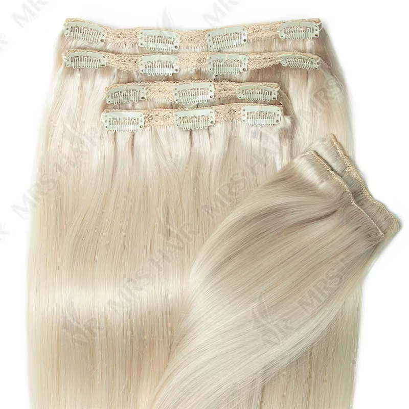 Extensions de cheveux humains à clipser, machine Remy, 24 pouces, 240g, tête complète, vrais cheveux
