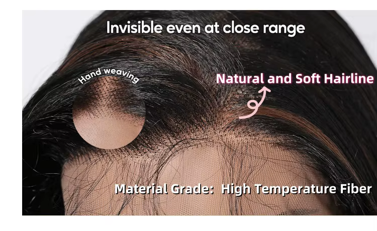 Perruque racines foncées Blonde marron Ombre ondulée Balayage dentelle avant ondulée synthétique den
