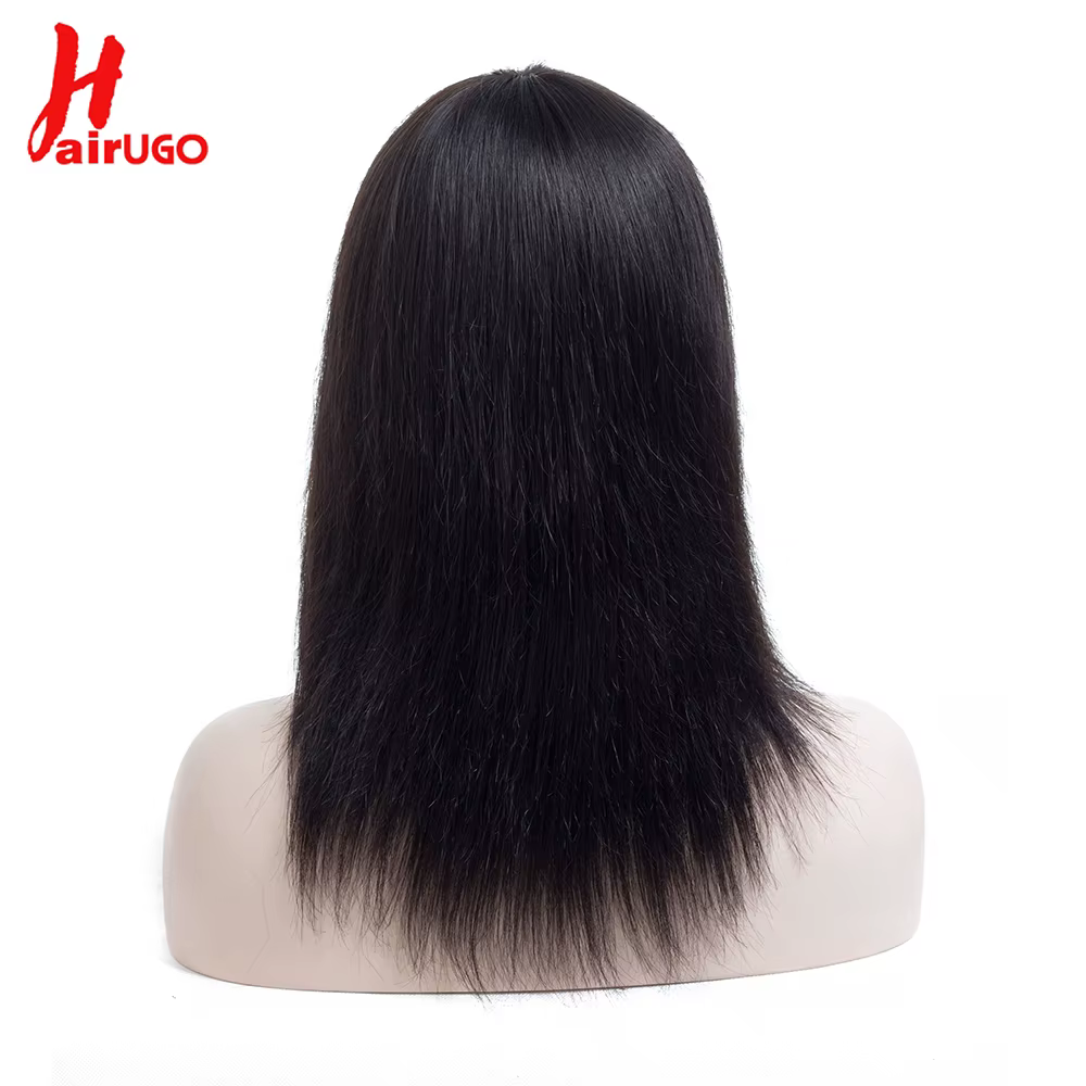 Perruque en cheveux humains lisses Omber avec frange, perruques sans colle en cheveux humains T1B/30