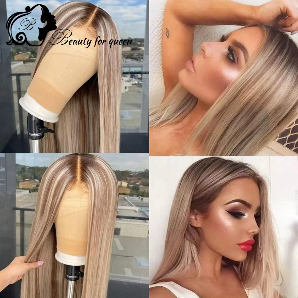 # Perruque Bob 6/60 en cheveux humains, Lace Front transparente 13x4, haute densité, cheveux raides,
