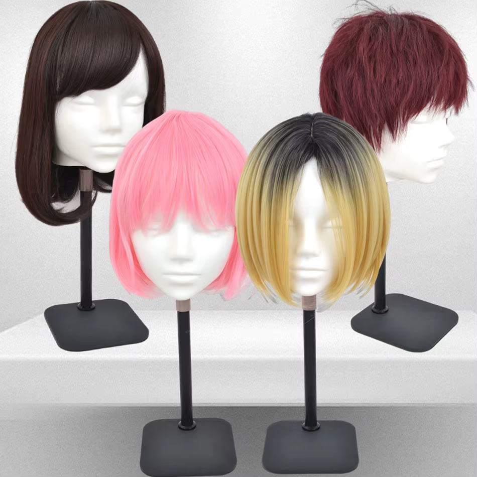 Support de perruque de tête de mannequin avec trépied de perruque réglable, affichage exécutif, épin