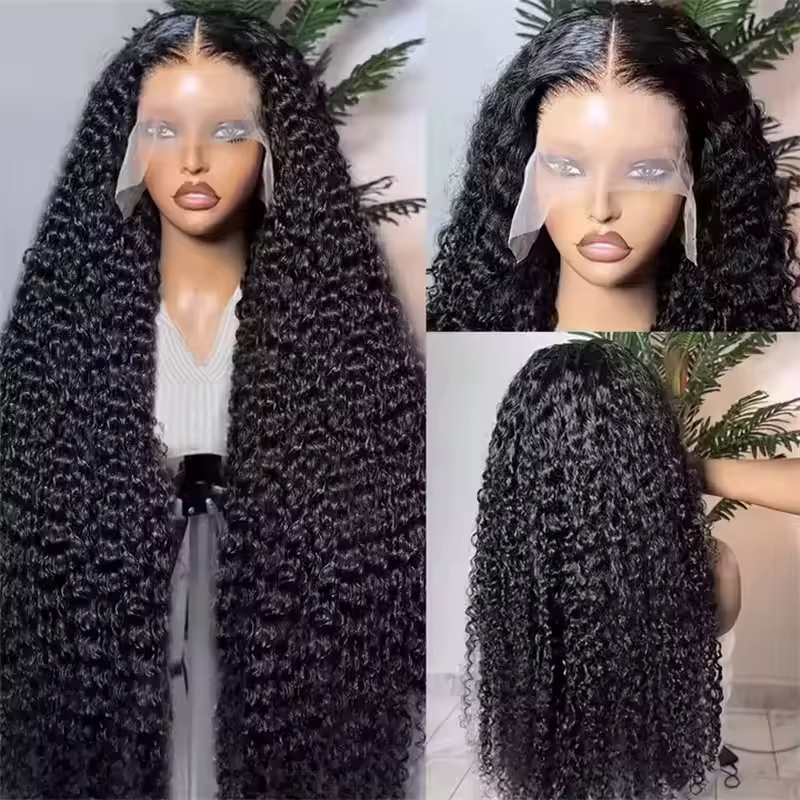 40 46 pouces vague profonde 13x6 13x4 dentelle avant perruque de cheveux humains 250% Remy Curl 360 