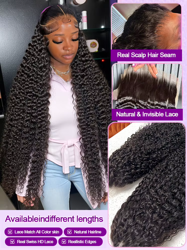 Perruque brésilienne en cheveux humains 13x4 13x6 HD Lace Front, Deep Wave, 30 40 pouces, densité 25