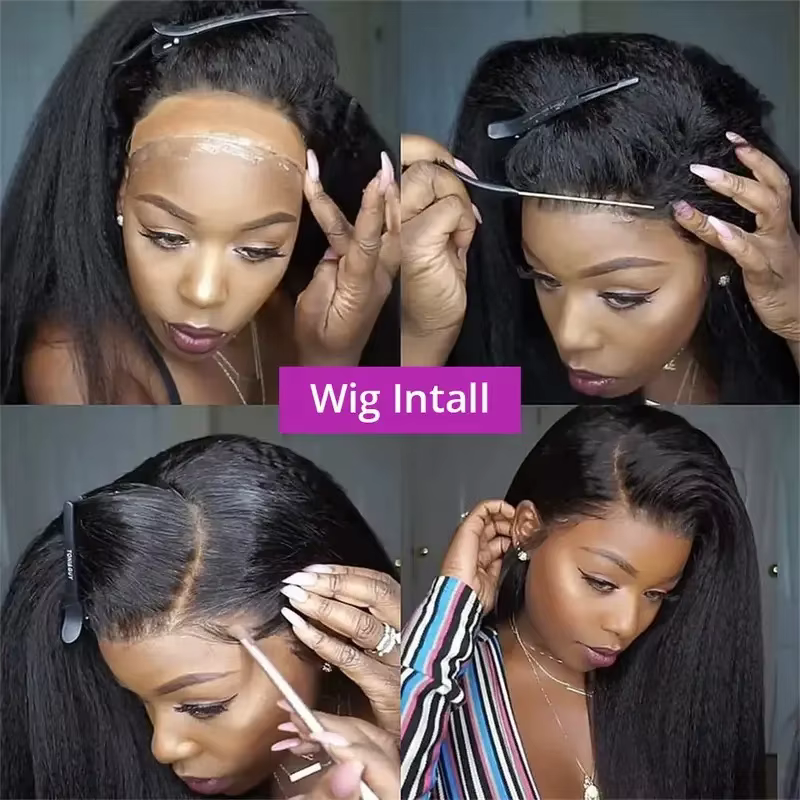Perruque Lafino à sangle invisible HD 360 Lace Front, cheveux humains raides crépus, densité 250, pr