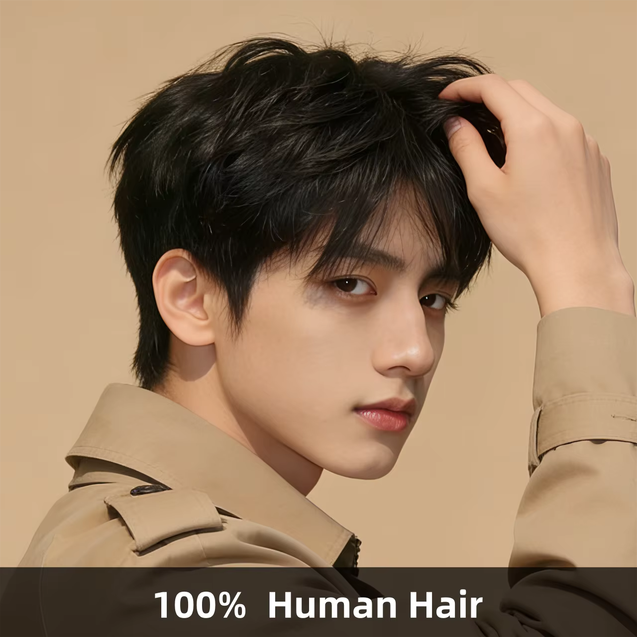 Perruque courte et droite pour homme, coupe pixie, densité 180 %, 100 % cheveux humains, 6 pouces, n