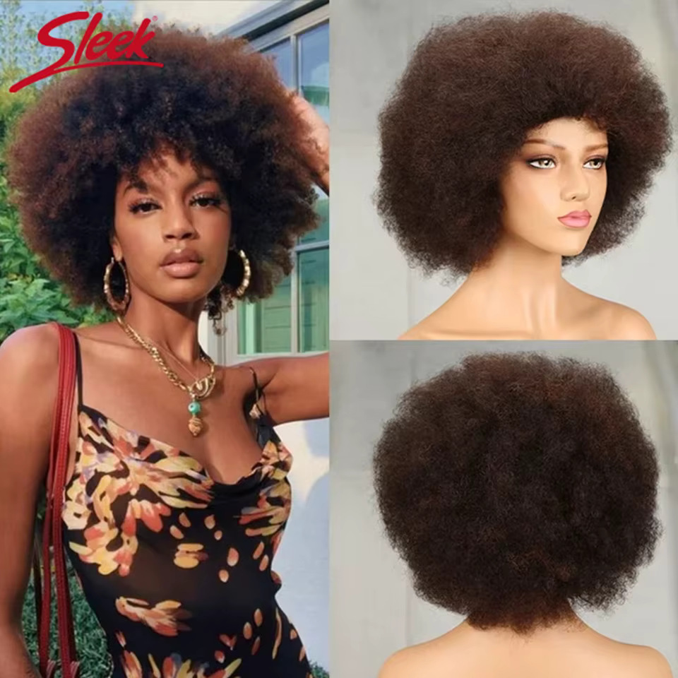 Perruques Bob bouclées afro crépues brésiliennes P4/30 #   Perruques de cheveux humains Remy de dens