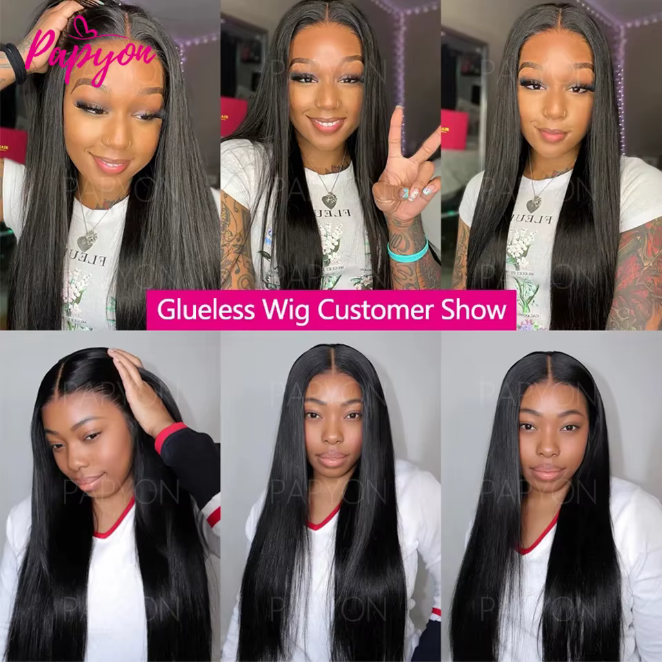 6x4 Straight Drawstring Human Hair Wig Perruques Cheveux Humains Sans Colle cordon de serrage 4x4 Re
