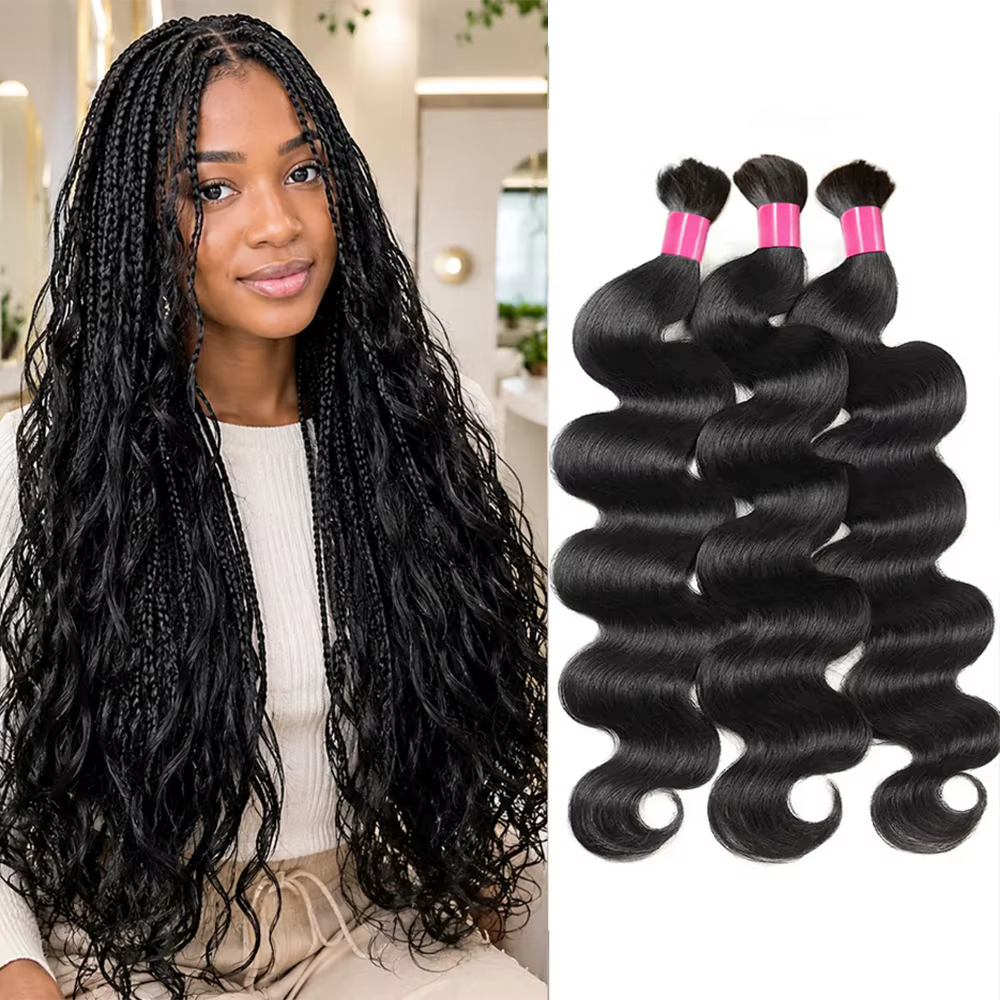 Extensions de cheveux humains Remy double drawn 100g, cheveux bruts en vrac pour tresses bohèmes et 