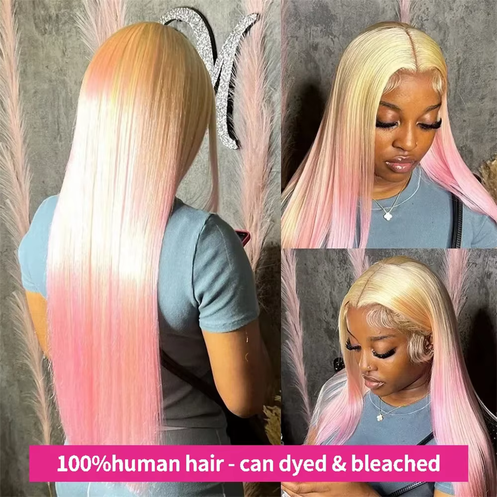 Perruque Lace Frontal Wig brésilienne naturelle, cheveux lisses, blond 613 Hd, densité 220, 13x6, 13
