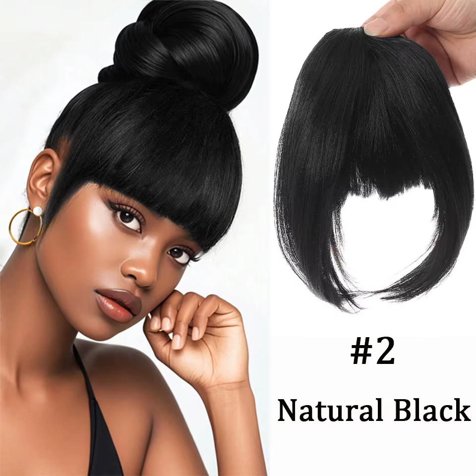 Extensions de franges à clipser, postiches synthétiques avec pattes d'ange, pour femmes élégantes, p
