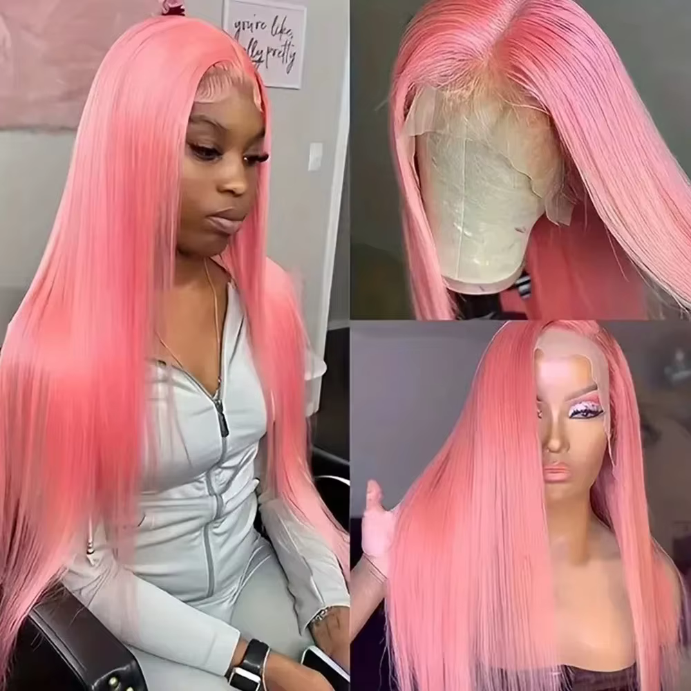 30 36 pouces 13x4 rose dentelle avant perruque cheveux humains 13x6 droite Hd dentelle frontale perr