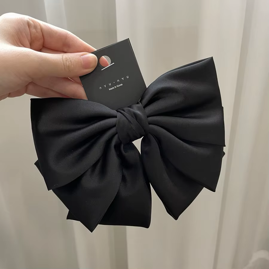 Pince à cheveux à ressort en ruban, grand nœud en tissu à trois couches, accessoire pour cheveux pou