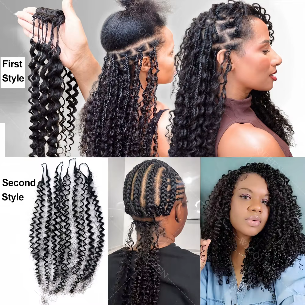 Extensions de cheveux humains au crochet 12A Water Wave, à fil invisible, Deep Wave, effet plume, po
