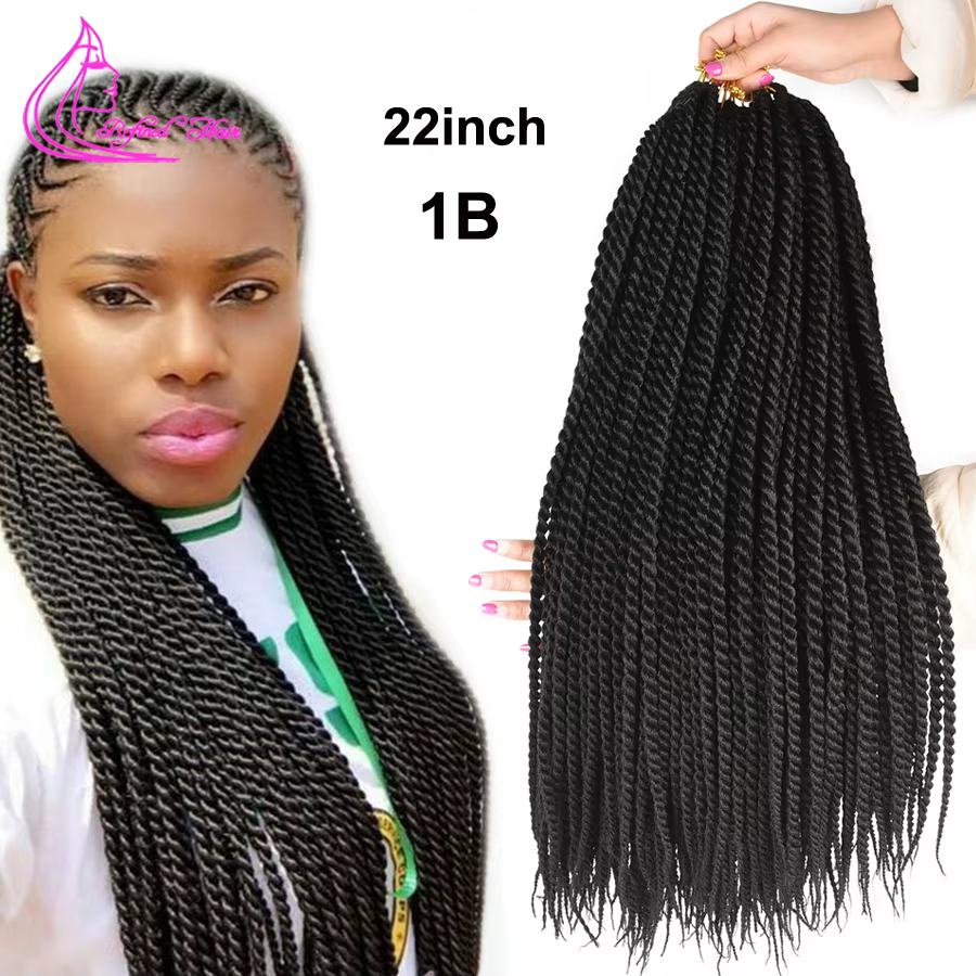 Tresses synthétiques au Crochet torsadées sénégalaises ombrées marron gris Extensions de cheveux tre
