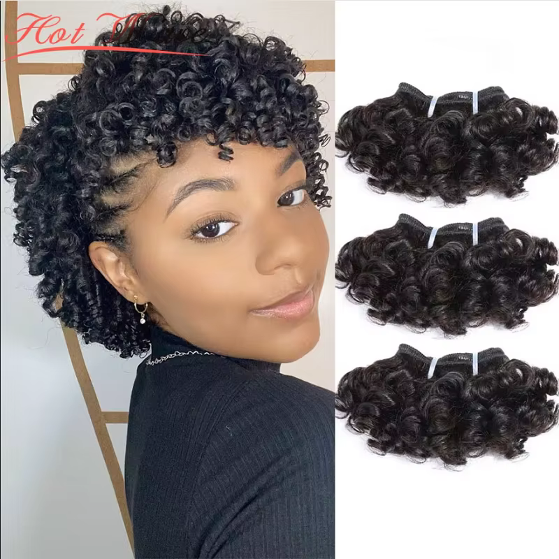 Extensions de cheveux humains Remy brésiliens bouclés et rebondissants avec closure, lot de 3 pièces