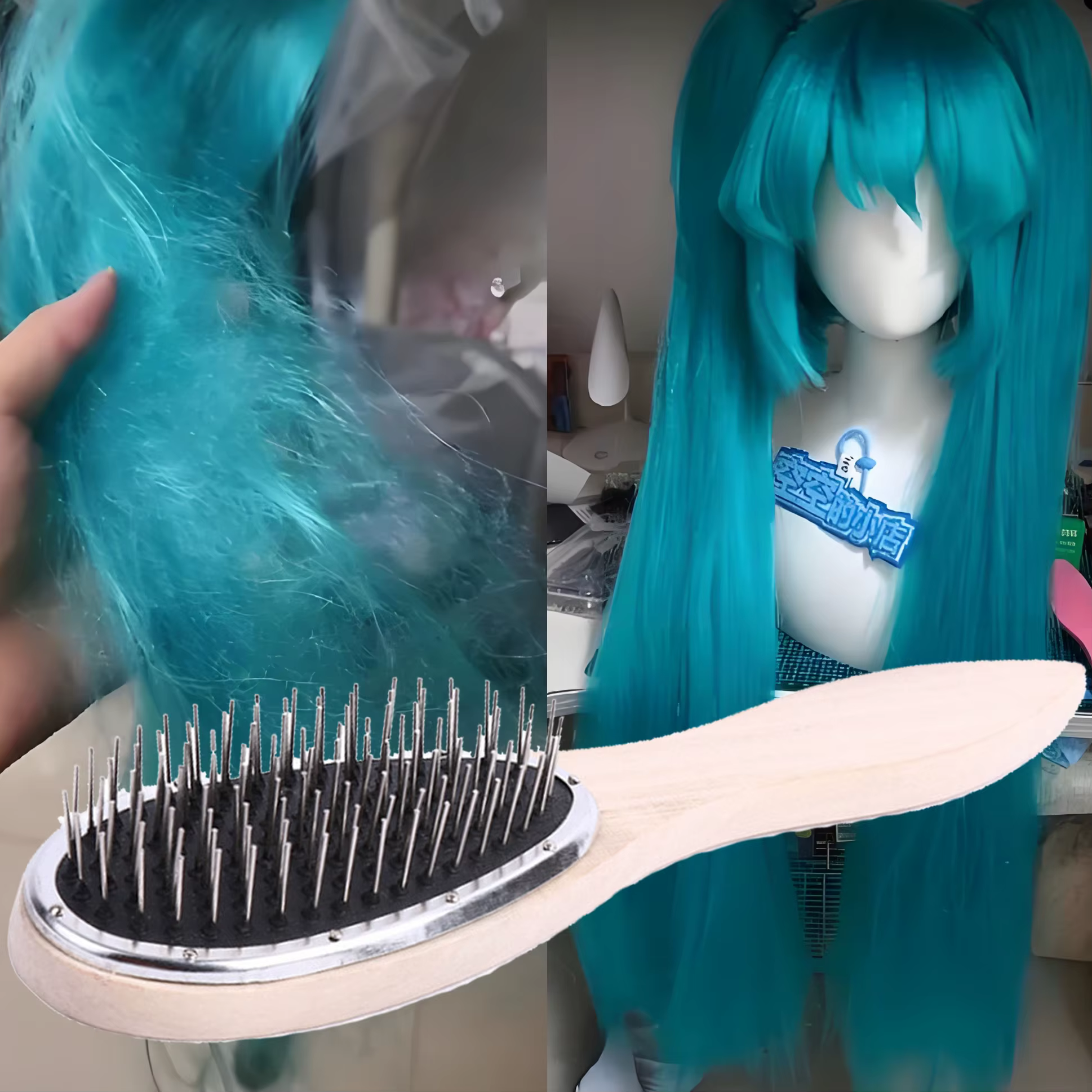 Brosse à cheveux pour perruques, peigne en acier anti-dérapant pour extensions de cheveux enchevêtré