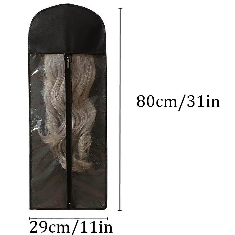 Sac de rangement anti-poussière pour perruques avec cintre inclus, sac de présentation pour perruque