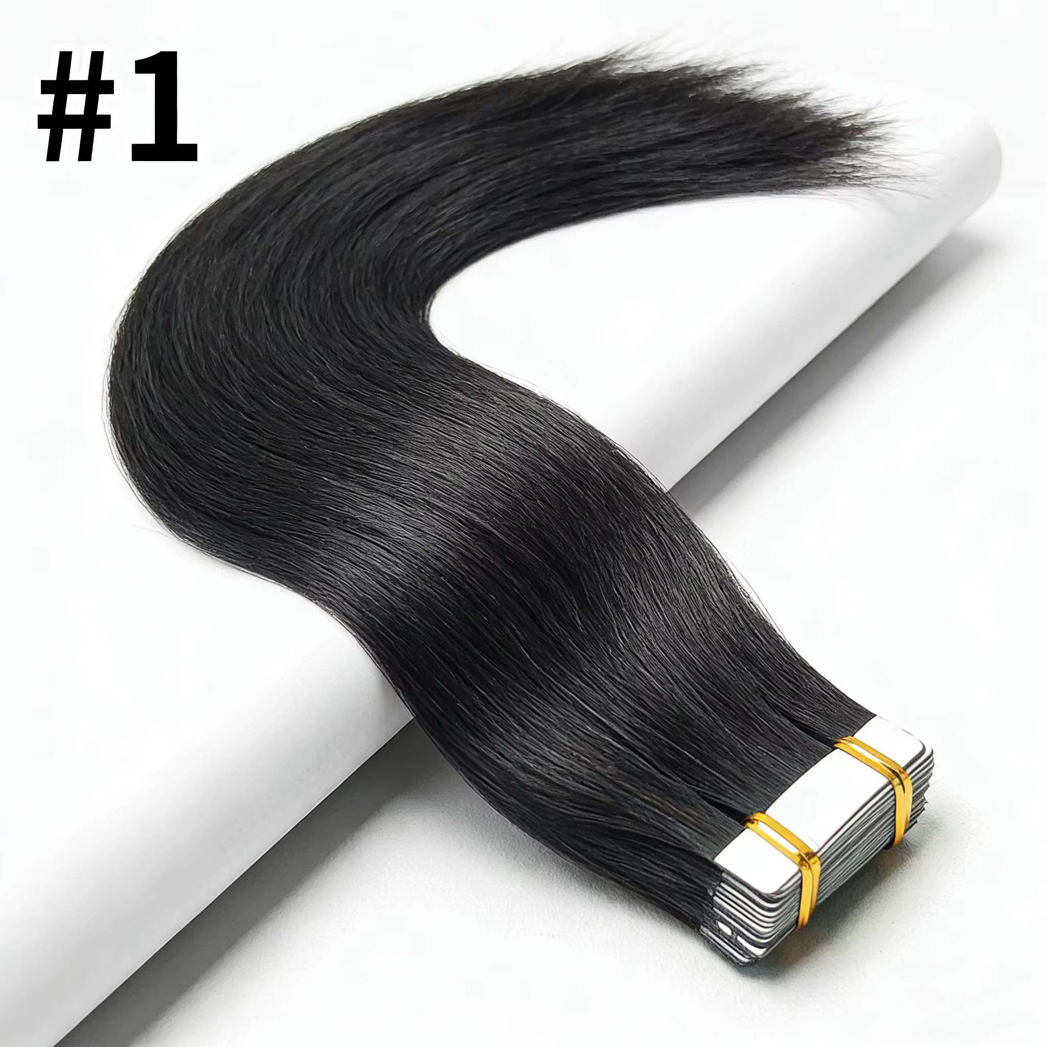 Extensions de cheveux humains à bandes adhésives, lisses, brésiliennes, extensions de cheveux humain