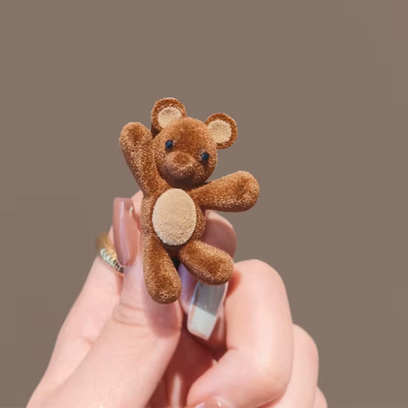 Pinces à cheveux en velours pour femmes, petit ours mignon, nouvelle pince à frange latérale pour fi