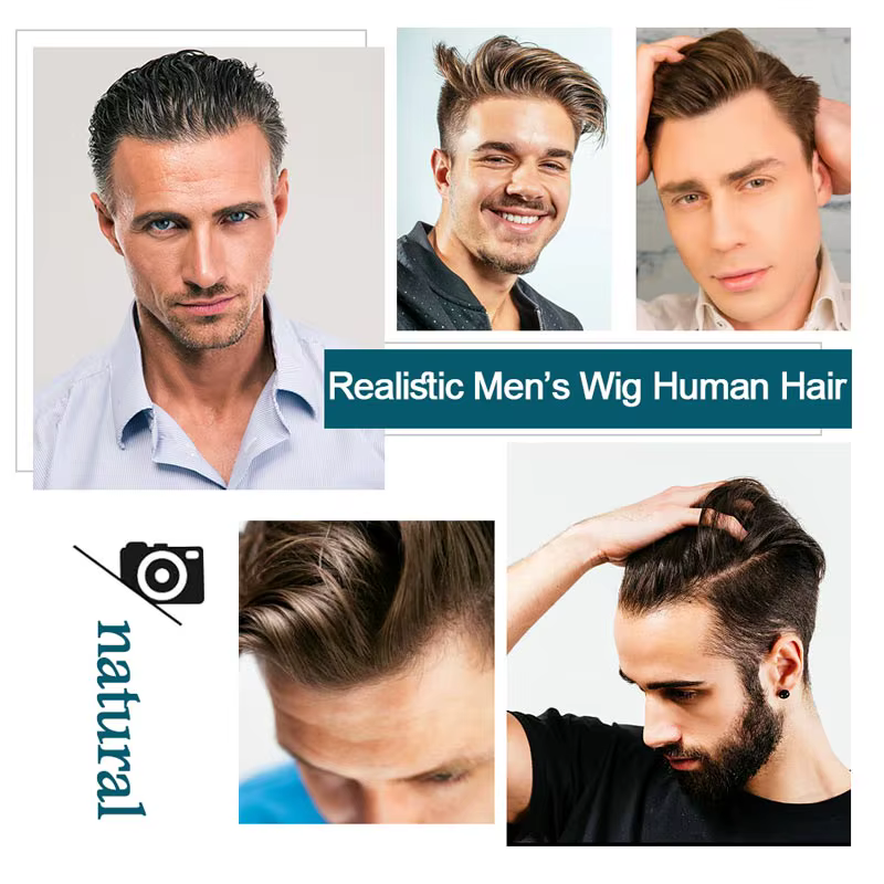 Prothèse capillaire pour homme ultra-fine 0,03 mm, indétectable, réaliste, en cheveux humains, systè
