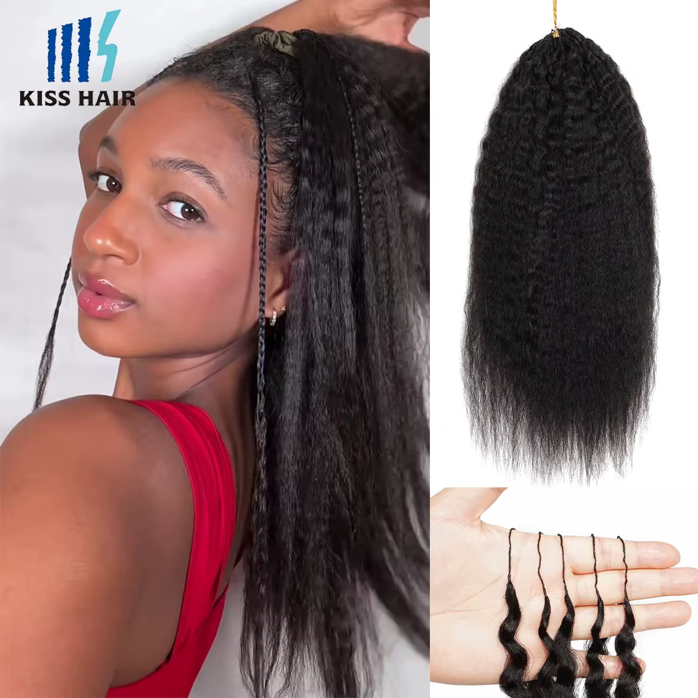 Extensions réutilisables en cheveux humains 100% naturels, tresses bohèmes pré-divisées, mèches en v