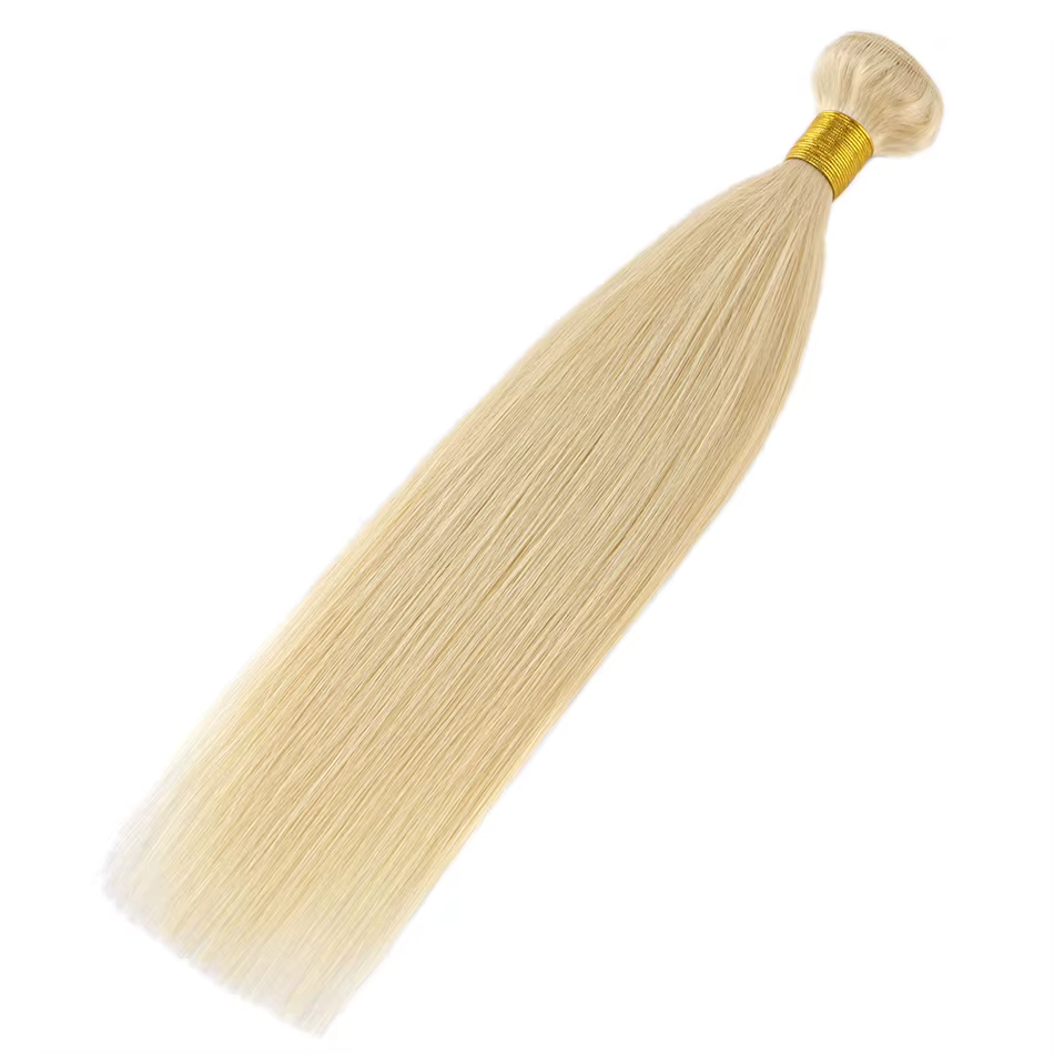 BHF-Tissage de Cheveux Humains Lisses Blonds, Extensions de Trame de Cheveux Naturels Remy, 100% Eur