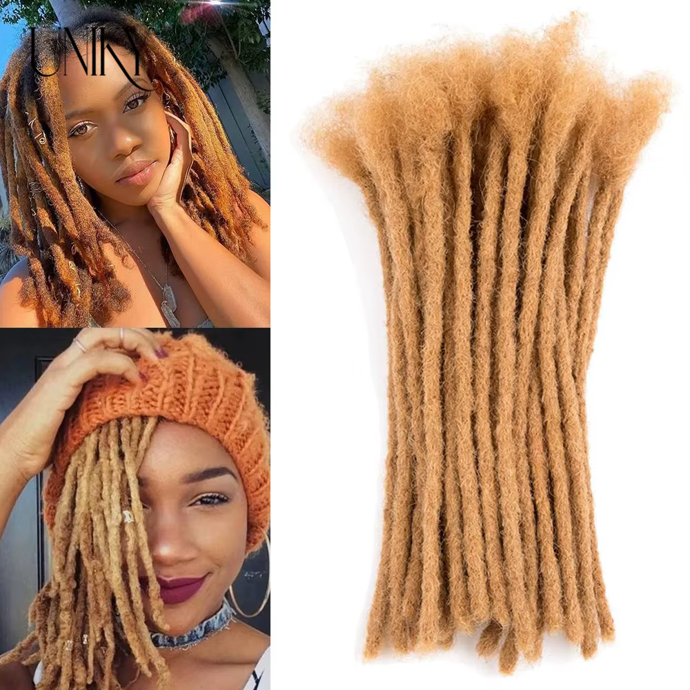 60 brins Extensions de Dreadlock pour hommes/femmes Afro crépus droites 100% cheveux humains à la ma