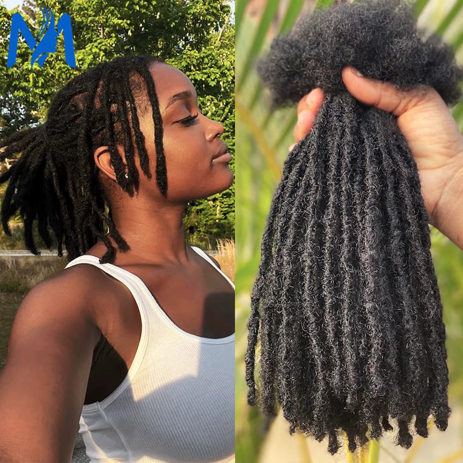 Extension de cheveux humains Dreadlock, épaisseur 0.6cm, 8 pouces, Locs permanents entièrement faits