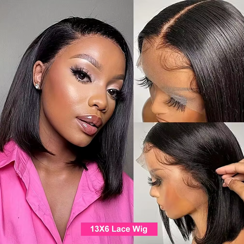 CEXXY Perruque Naturelle Moins Cher Perruque Raw Hair Sans Colle Perruque BOB Courte Perruque 13x6 1
