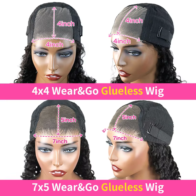 Wear Go sans colle dentelle avant perruques de cheveux humains droite 7x5 HD dentelle frontale perru