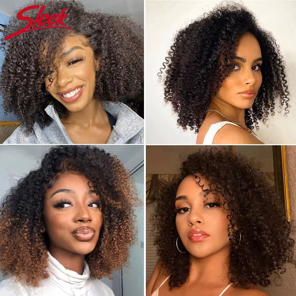 Élégant Afro crépus bouclés noir perruques de cheveux humains Ombre T1B/30 brésilien bouclés Machine
