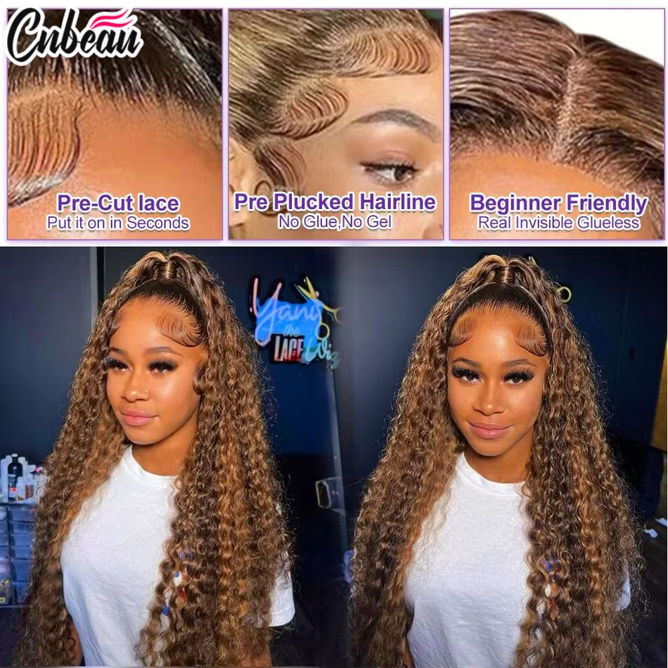 13x 6/13X4 HD dentelle frontale perruque miel blond mettre en évidence vague profonde perruques 100%