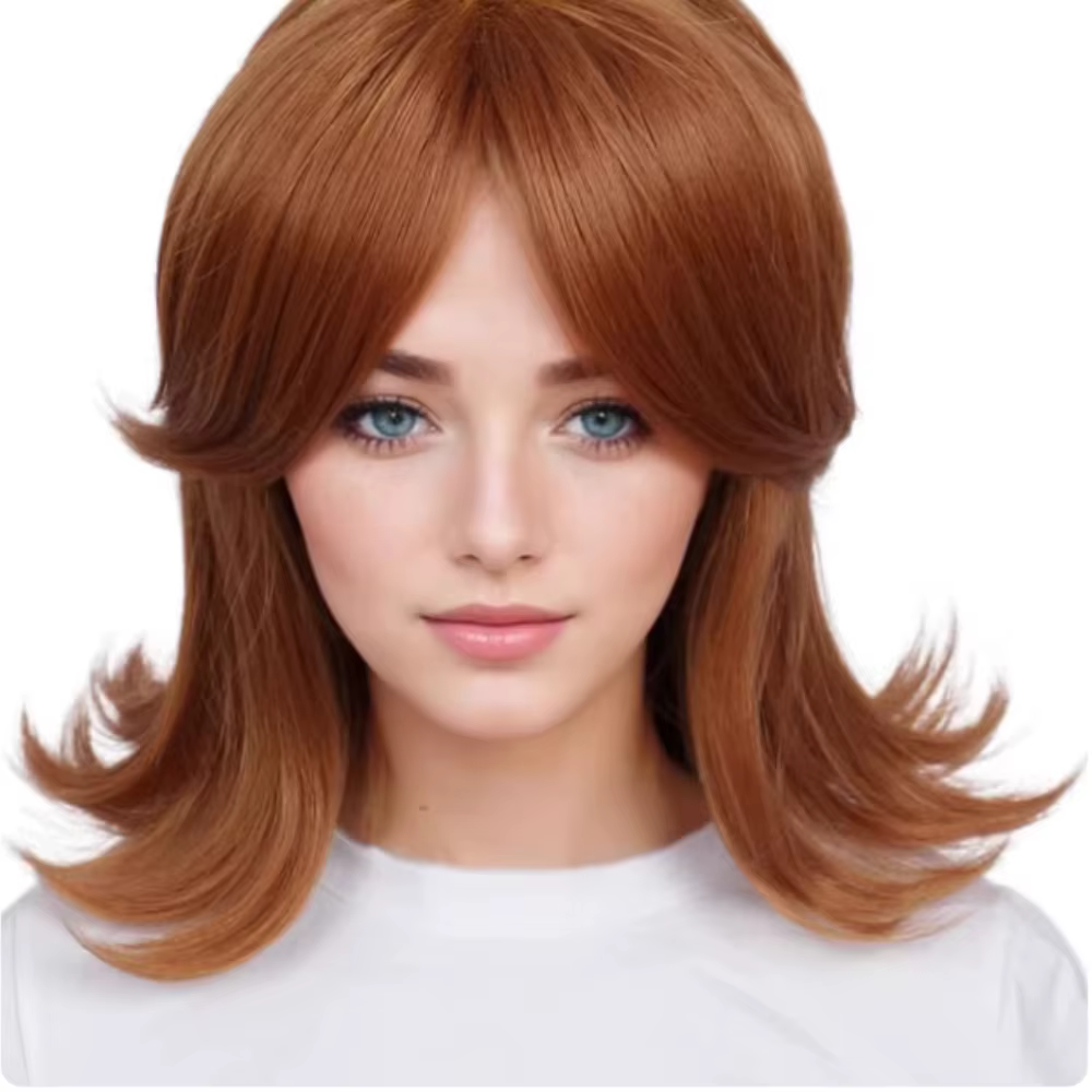 Perruque de jeu Super Princess Daisy, perruque de cosplay en cheveux synthétiques bouclés bruns pour