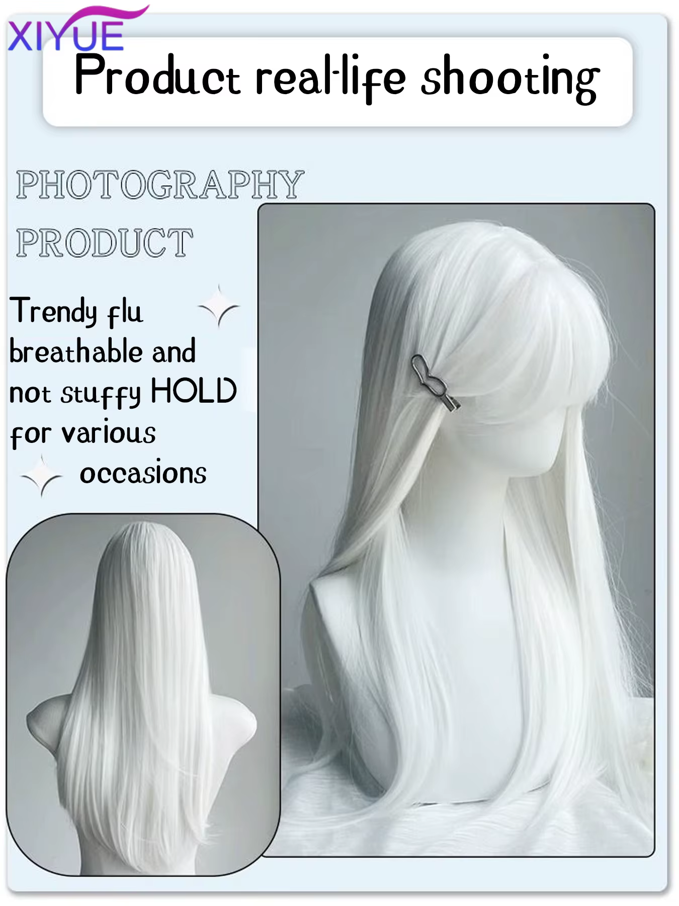 XIYUE – perruques synthétiques longues et lisses blanches pour femmes, faux cheveux colorés de fête 