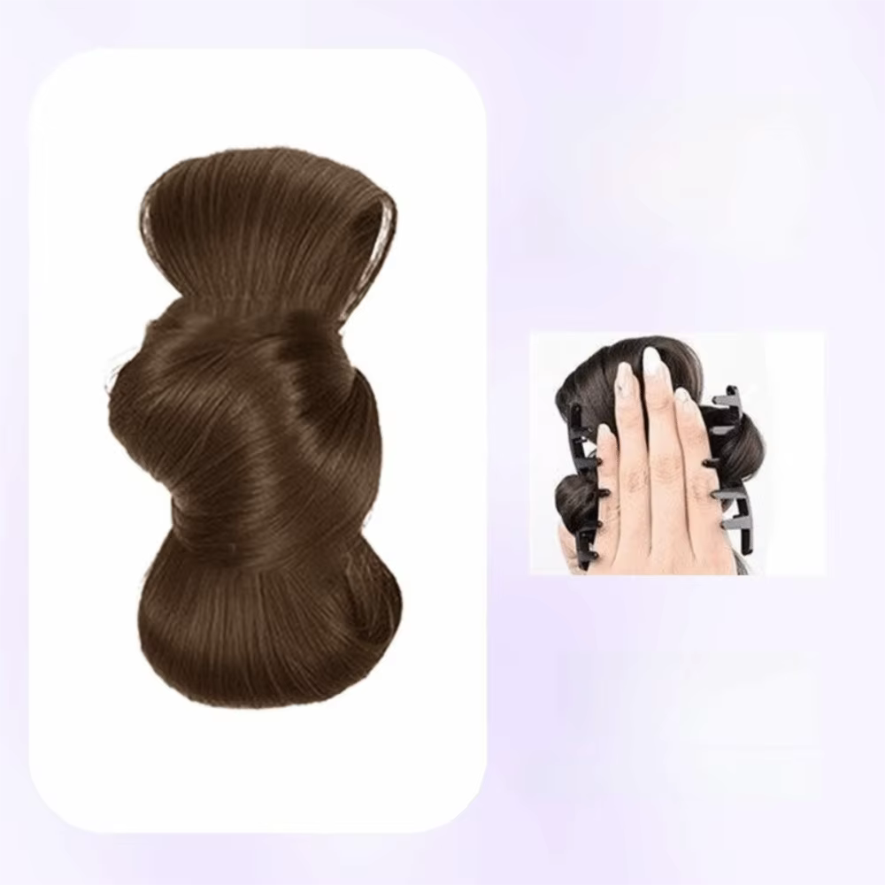 Perruque chignon naturellement synthétique, aspect naturel, perruque à clipser, Texture moelleuse, E