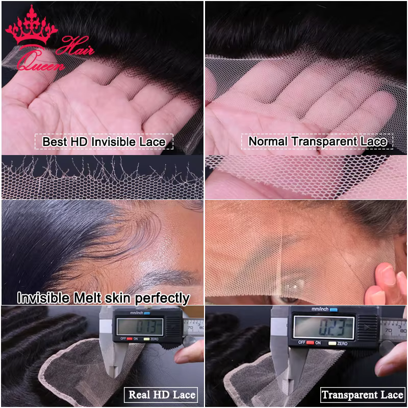 Queen Hair véritable HD Frontal/Closure uniquement en dentelle invisible effet peau fondue 13x6 13x4