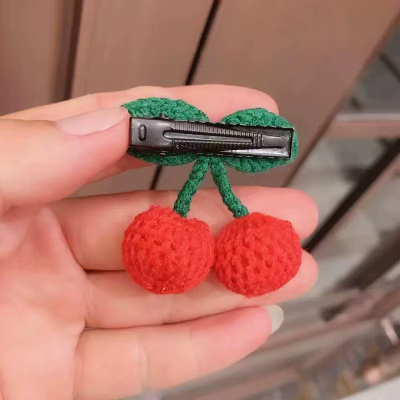 Pince à cheveux rouge populaire pour bébés filles, épingle à cheveux mignonne avec cordon latéral, v