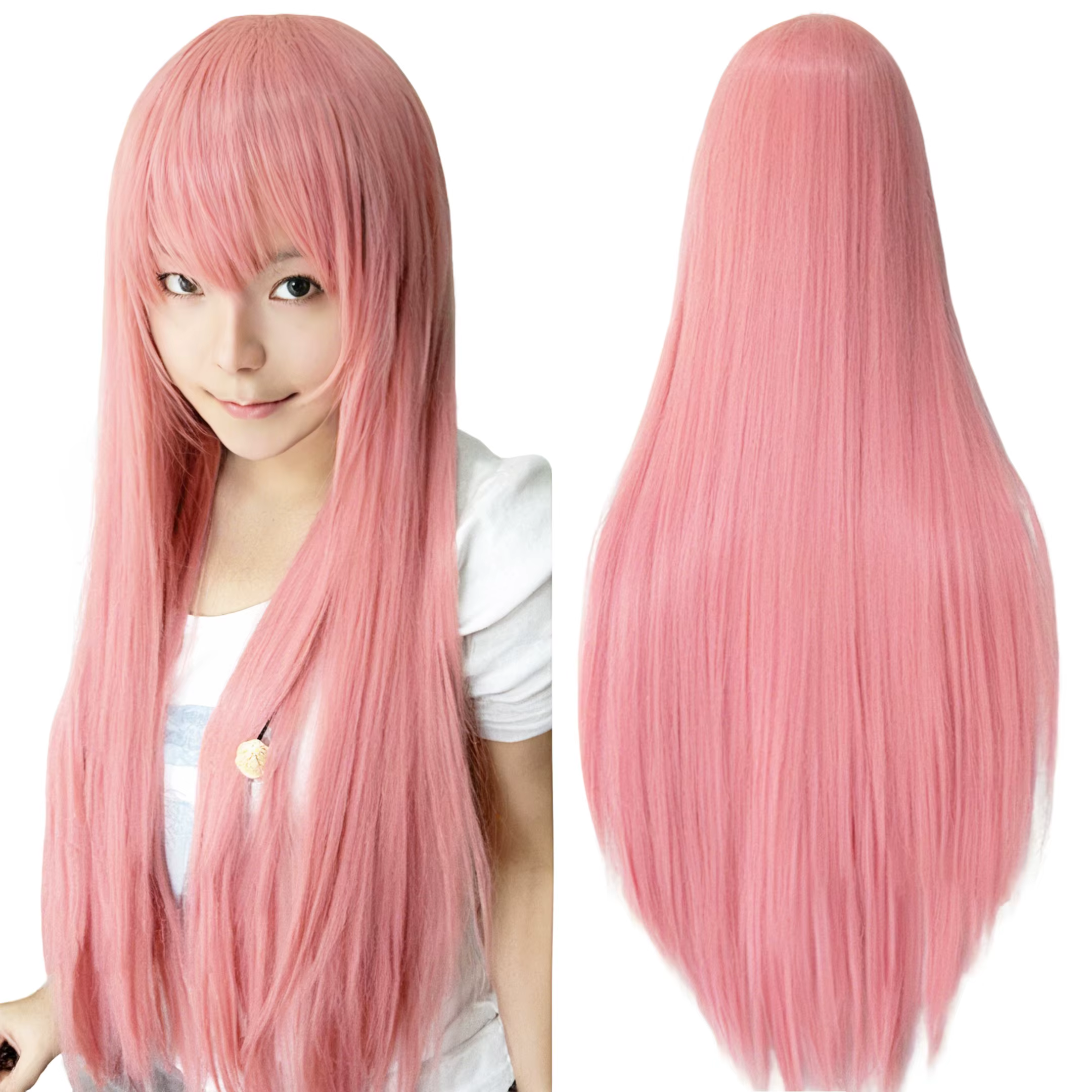 Perruque synthétique longue rose clair pour Cosplay Anime Megurine Luka perruque droite Momoi Satsuk