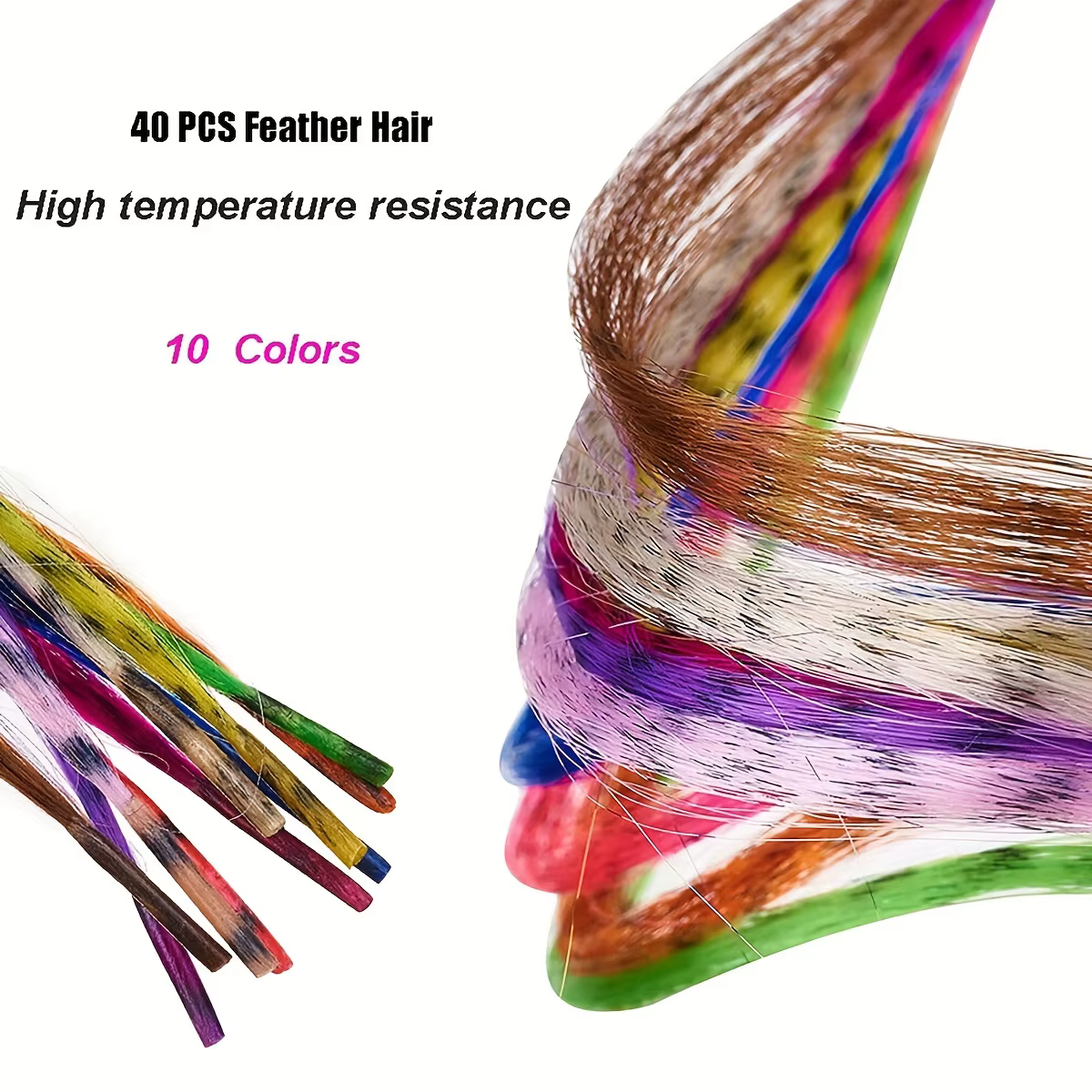 Extensions de cheveux en plumes vibrantes, 10 brins, 10 couleurs, 16 pouces, kit de plumes de cheveu