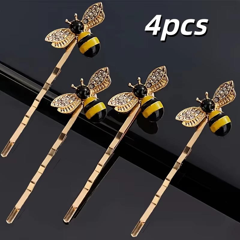 Ensemble de 4 pinces à cheveux abeille mignonnes et élégantes, adaptées aux bals de fin d'année, aux